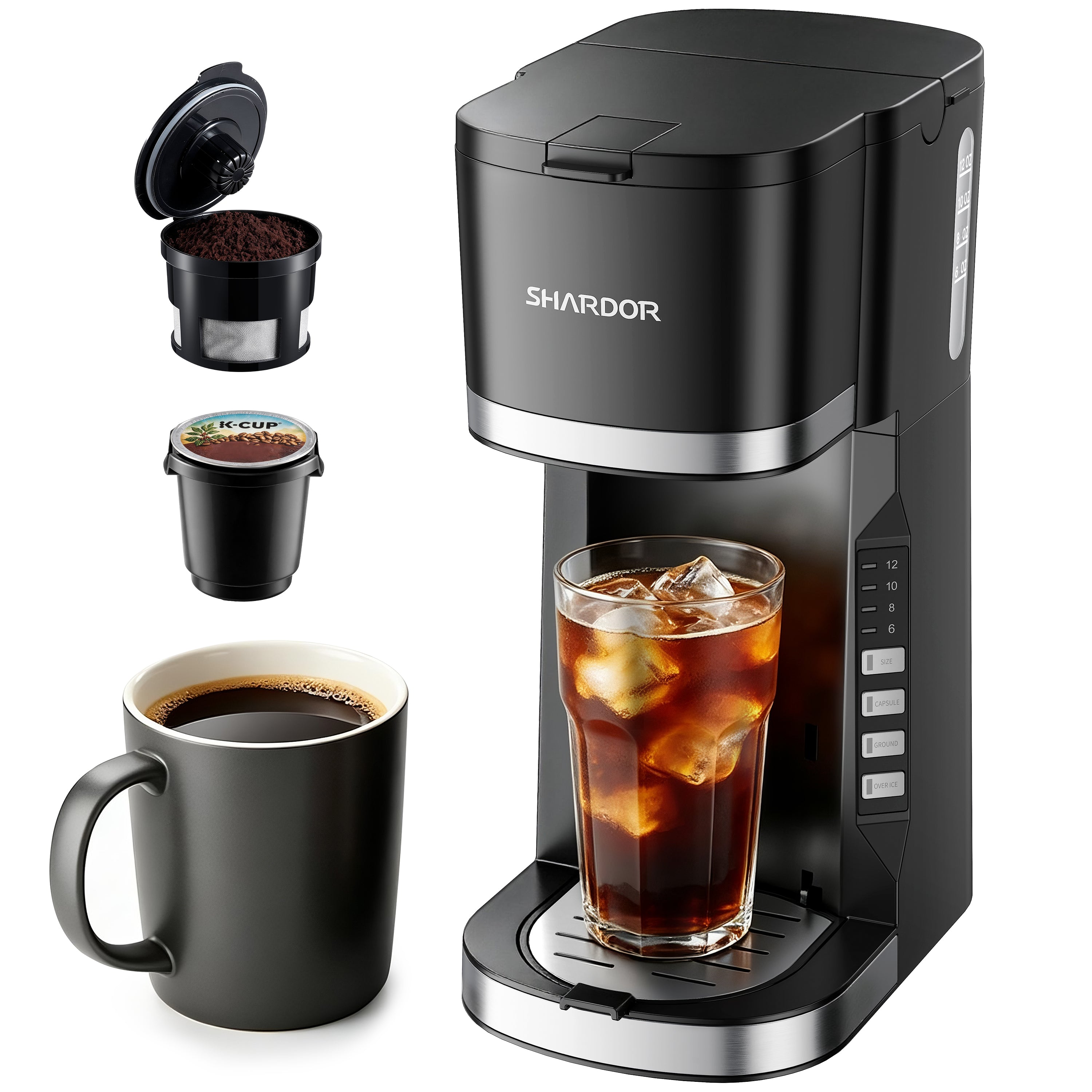 SHARDOR Mini Single Serve Coffee Maker for K-Cup Pods & Grounds