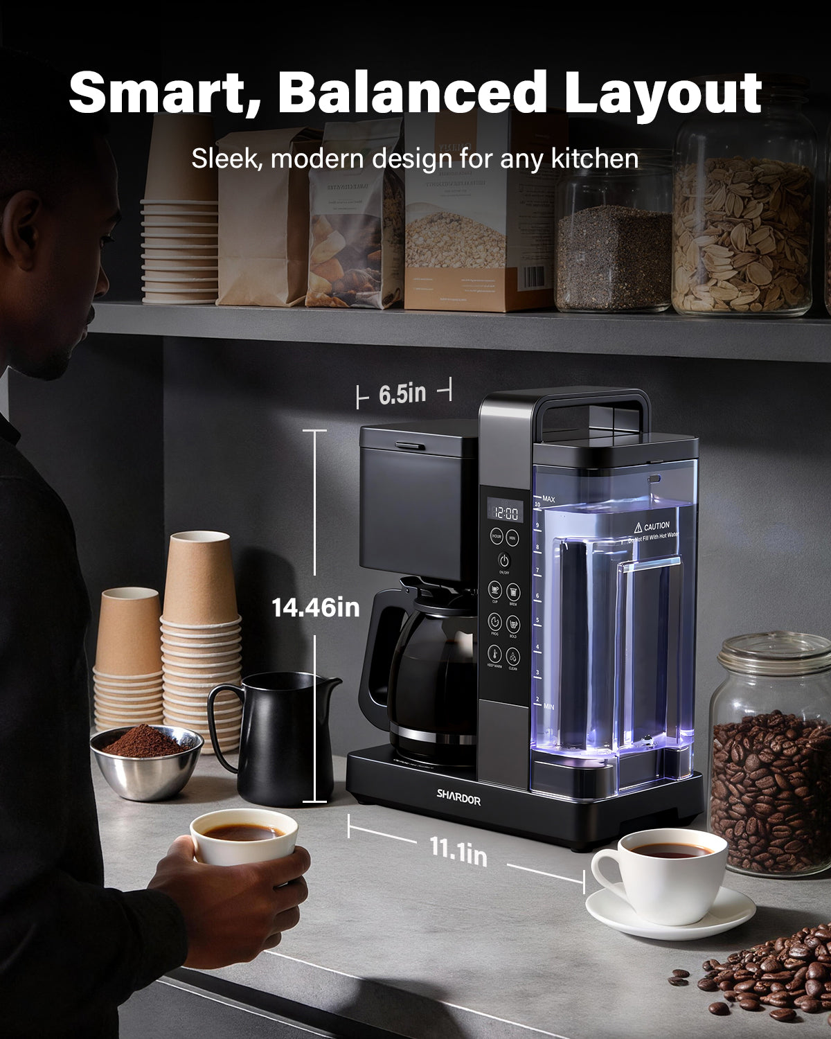 SHARDOR 10-Cup Coffee Maker, Programmable Drip Coffee Machine with 2–10 Cup Setting