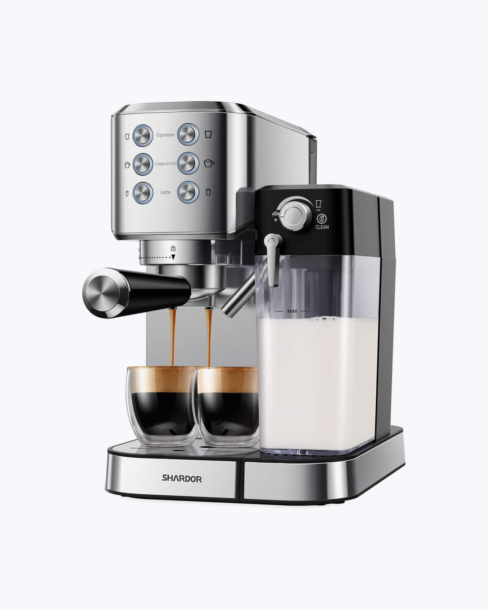 SHARDOR 20 Bar Espresso Machine with Milk Frother, Stainless Steel Coffee Maker