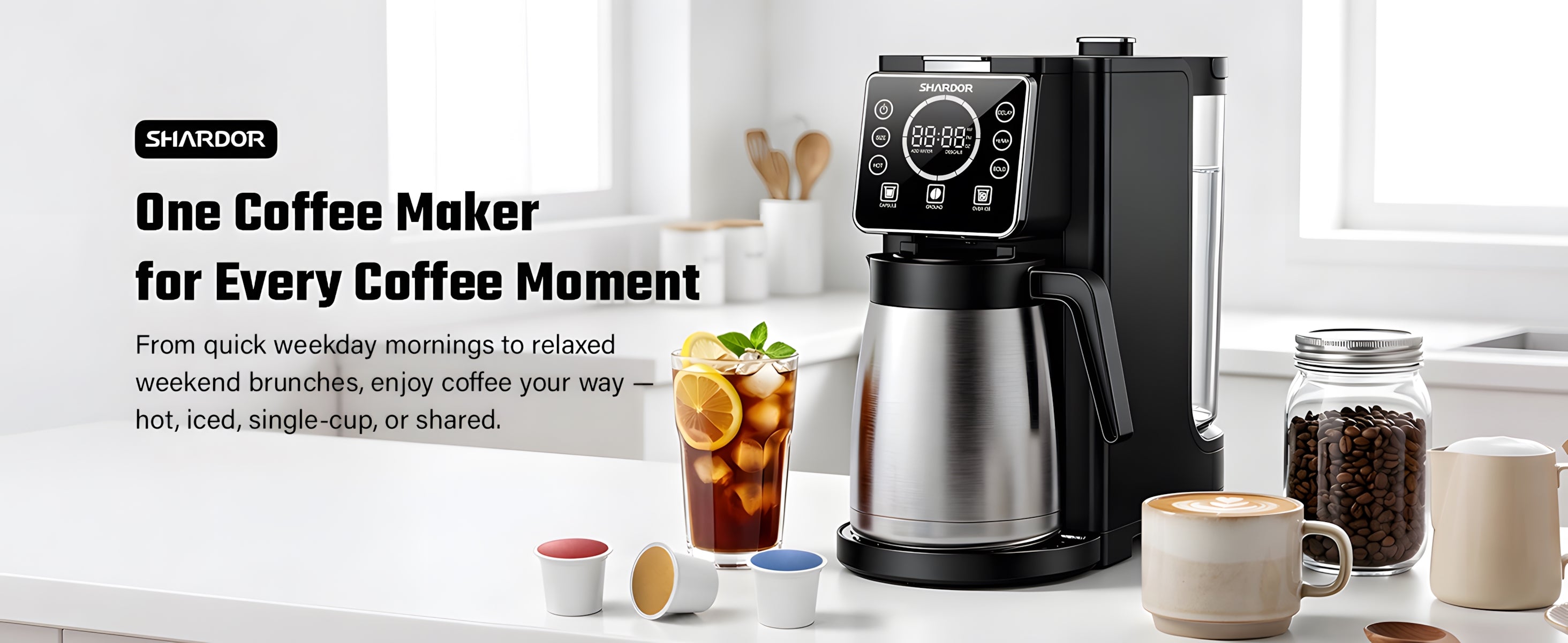 SHARDOR Single Serve & 6-Cup Coffee Maker Matte Black | K-Cup