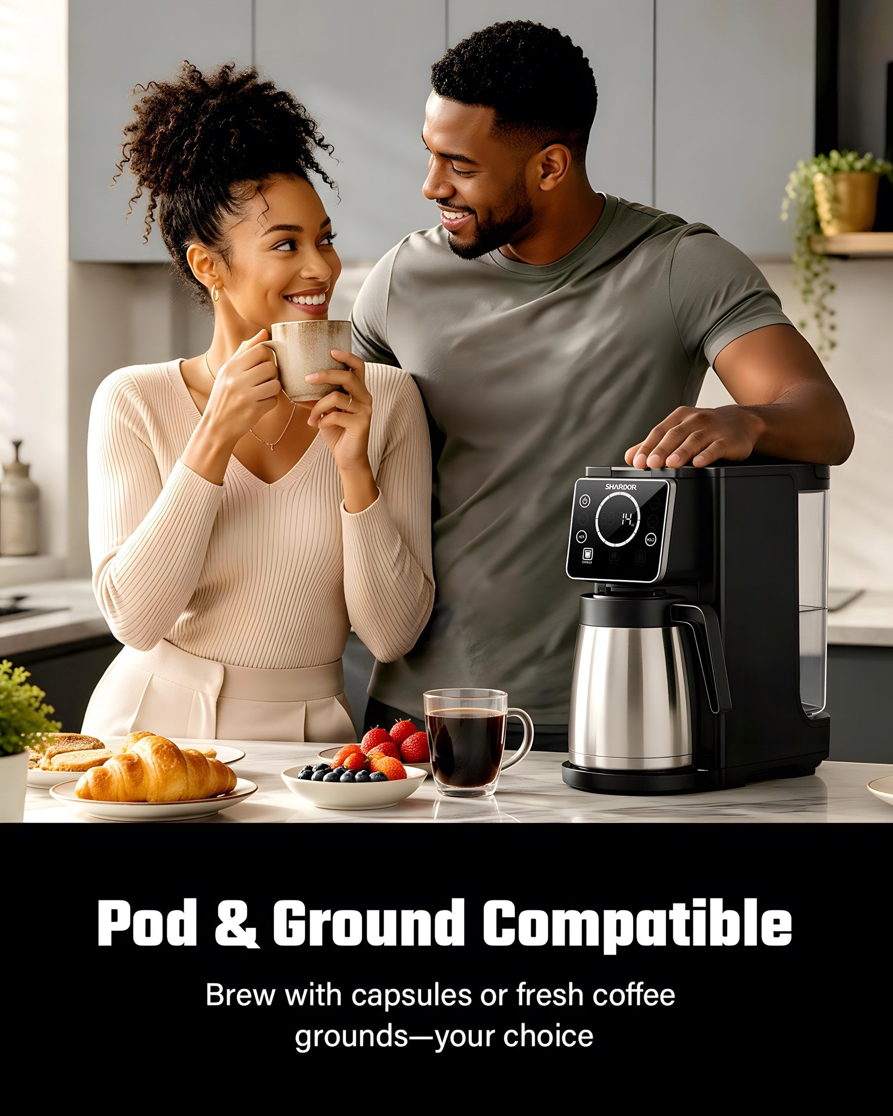 SHARDOR KM805 matte black coffee maker feature image 1