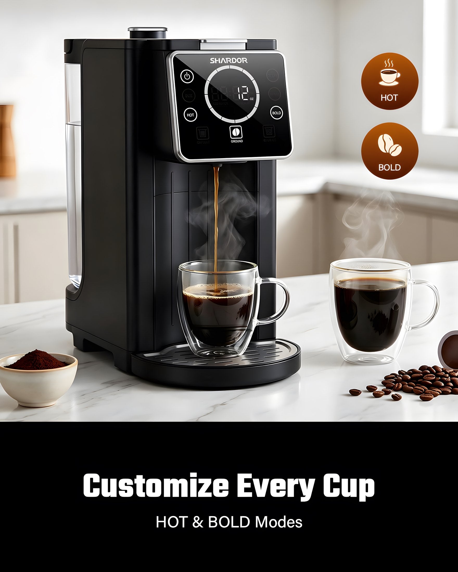SHARDOR KM805 matte black coffee maker feature image 5