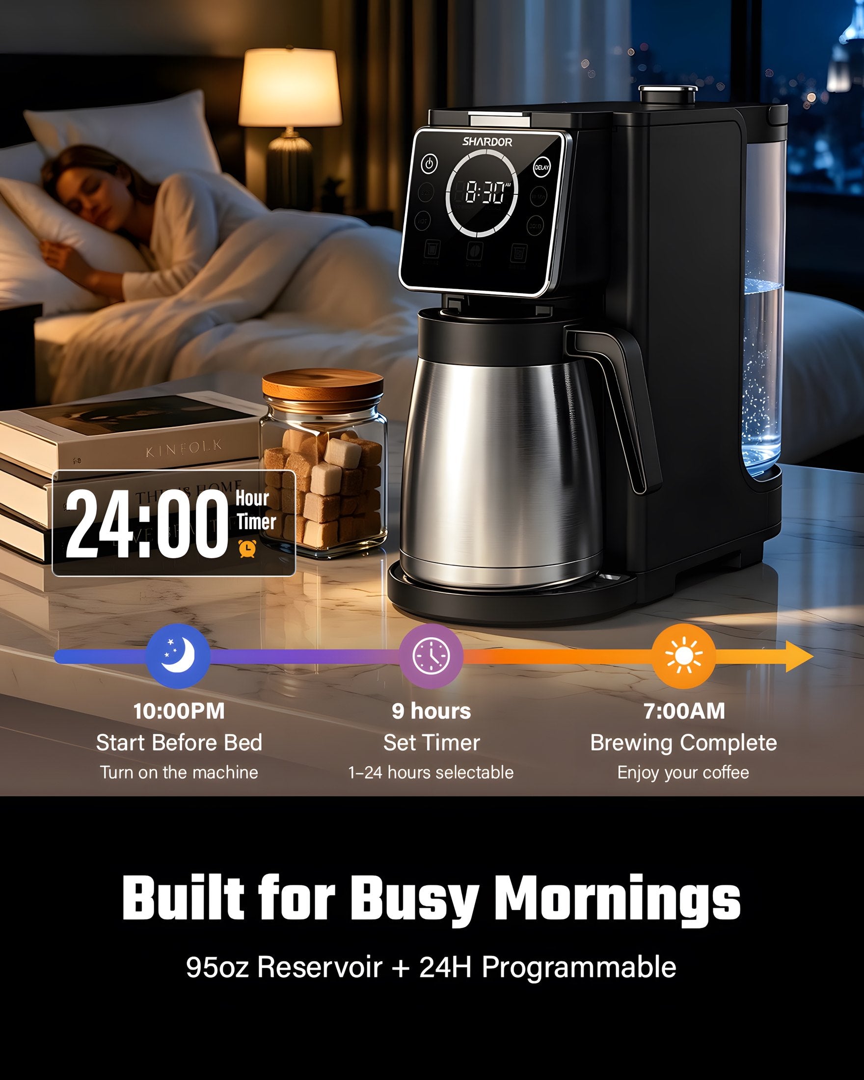 SHARDOR KM805 matte black coffee maker feature image 6