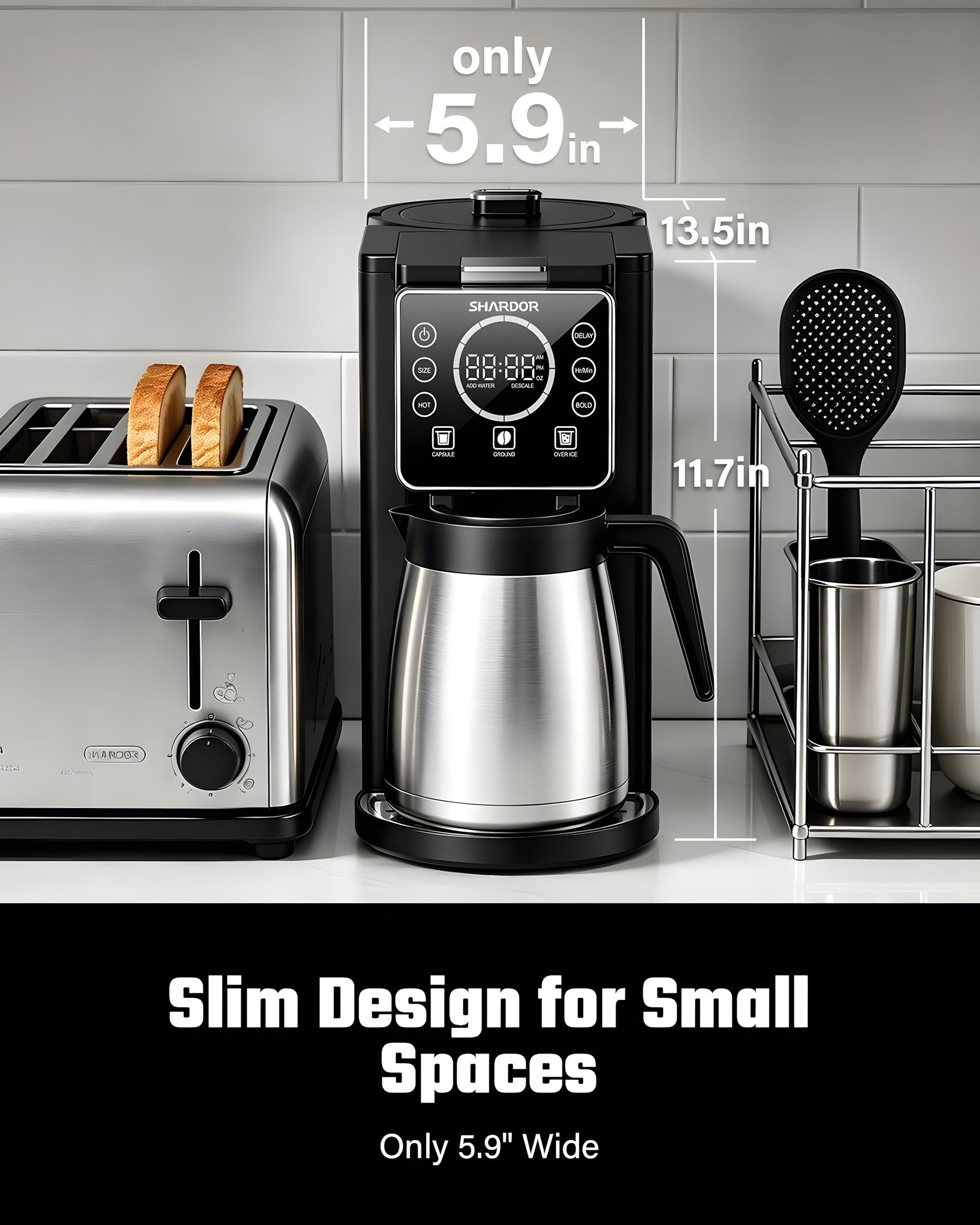 SHARDOR KM805 matte black coffee maker feature image 7