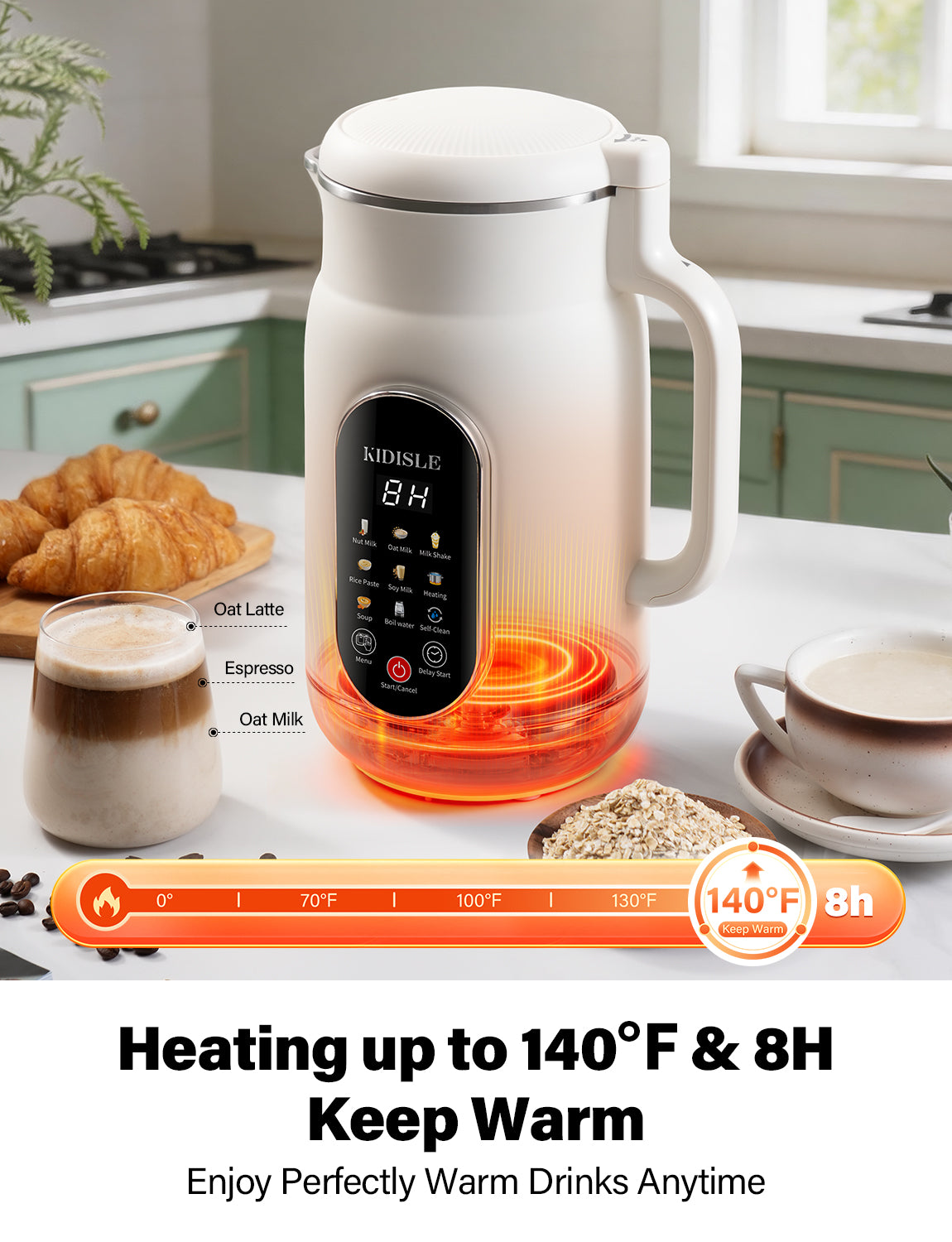 KIDISLE 10-in-1 Nut Milk Maker Machine & Soup Maker 51oz