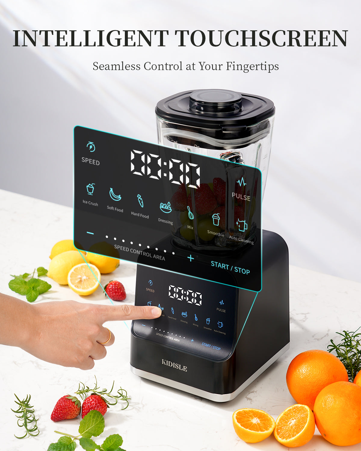 KIDISLE 1200W High-Speed Countertop Blender, 52oz Glass Pitcher for Smoothies