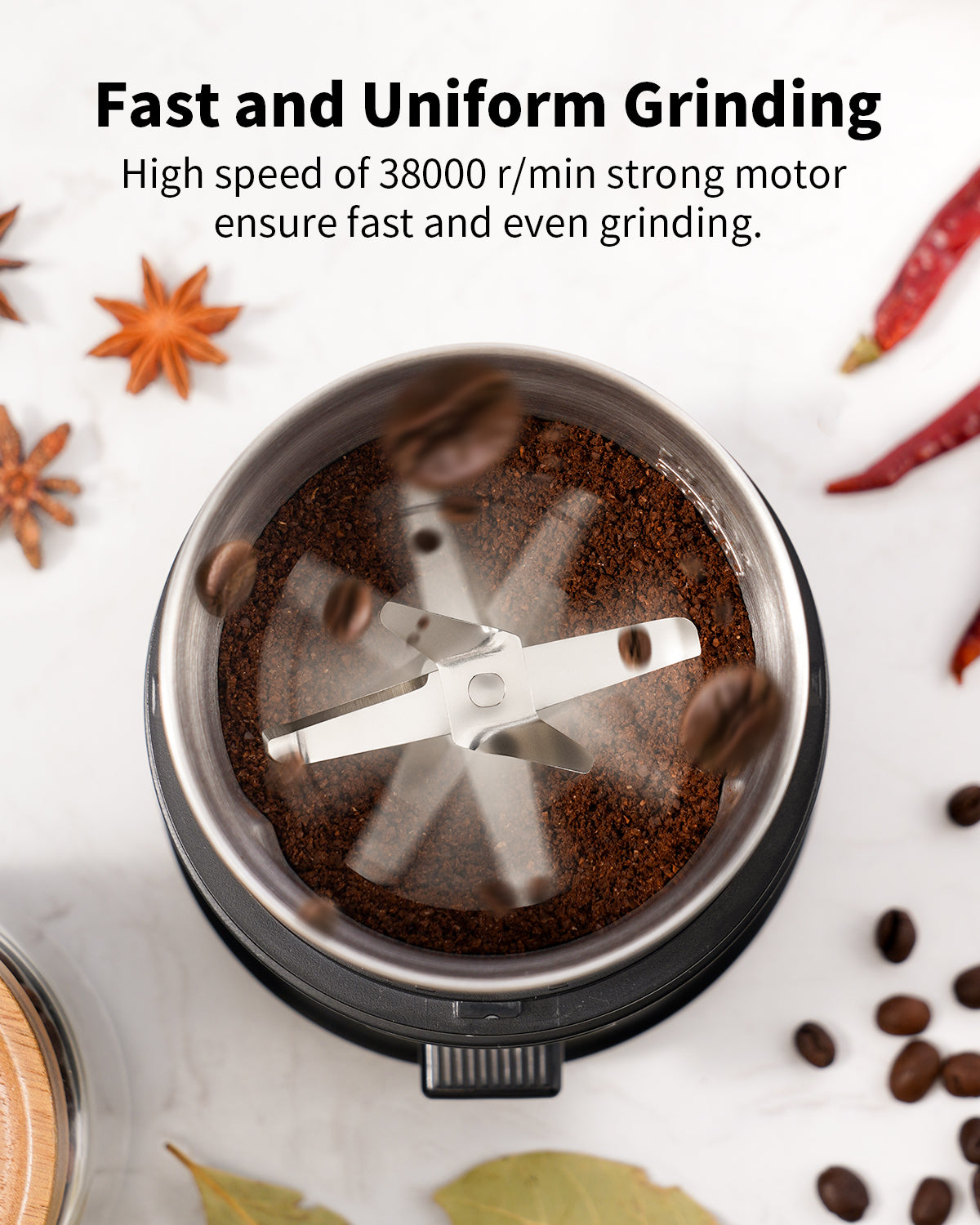 SHARDOR® Coffee Blade Grinder with Finger press