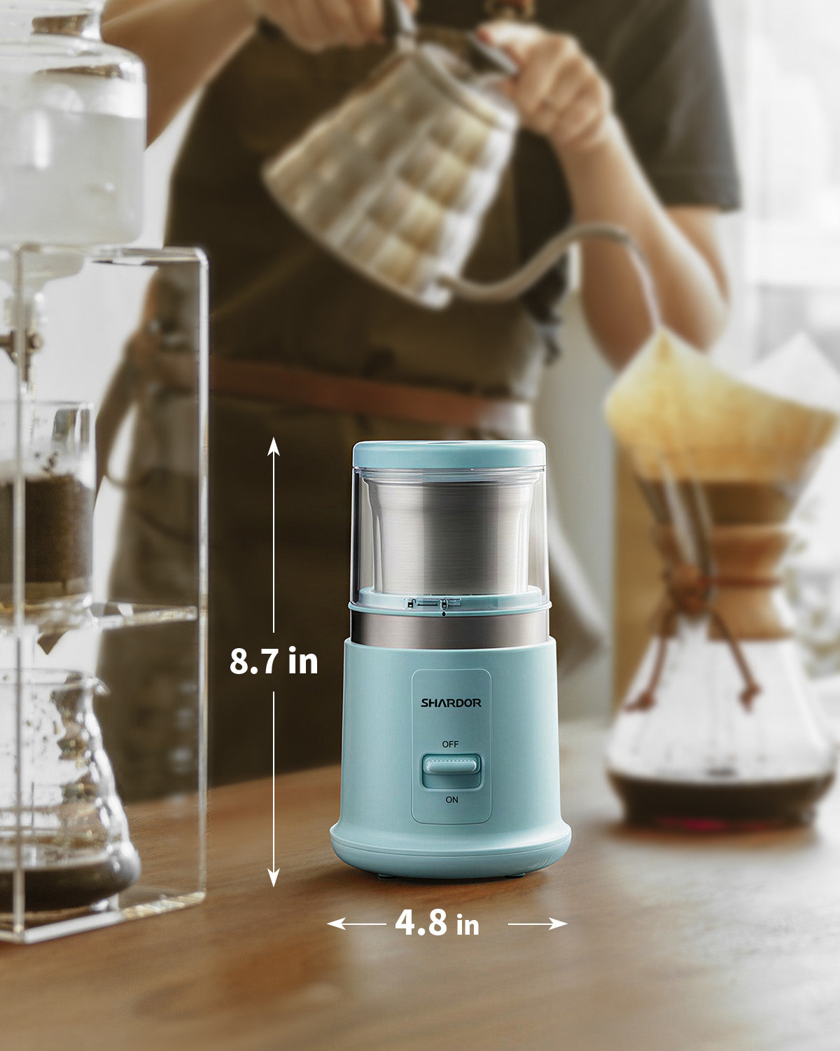 SHARDOR Coffee Blade Grinder with Finger press Blue