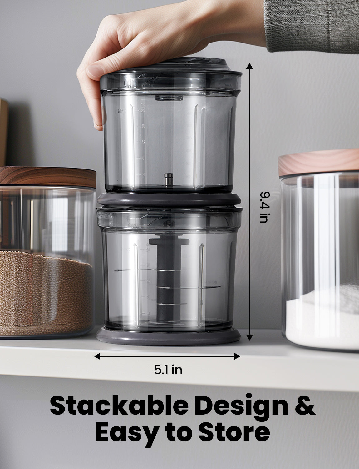 TWOMEOW Electric Food Chopper with Dual 4-Cup Bowls for Meat, Veggies & Baby Food
