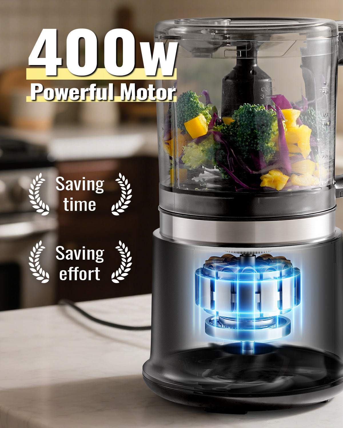 SHARDOR 400W Compact Electric Food Chopper & Processor with Whisk Disc