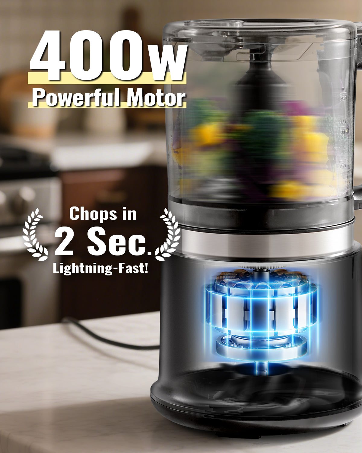 SHARDOR 400W Compact Electric Food Chopper & Processor with Whisk Disc