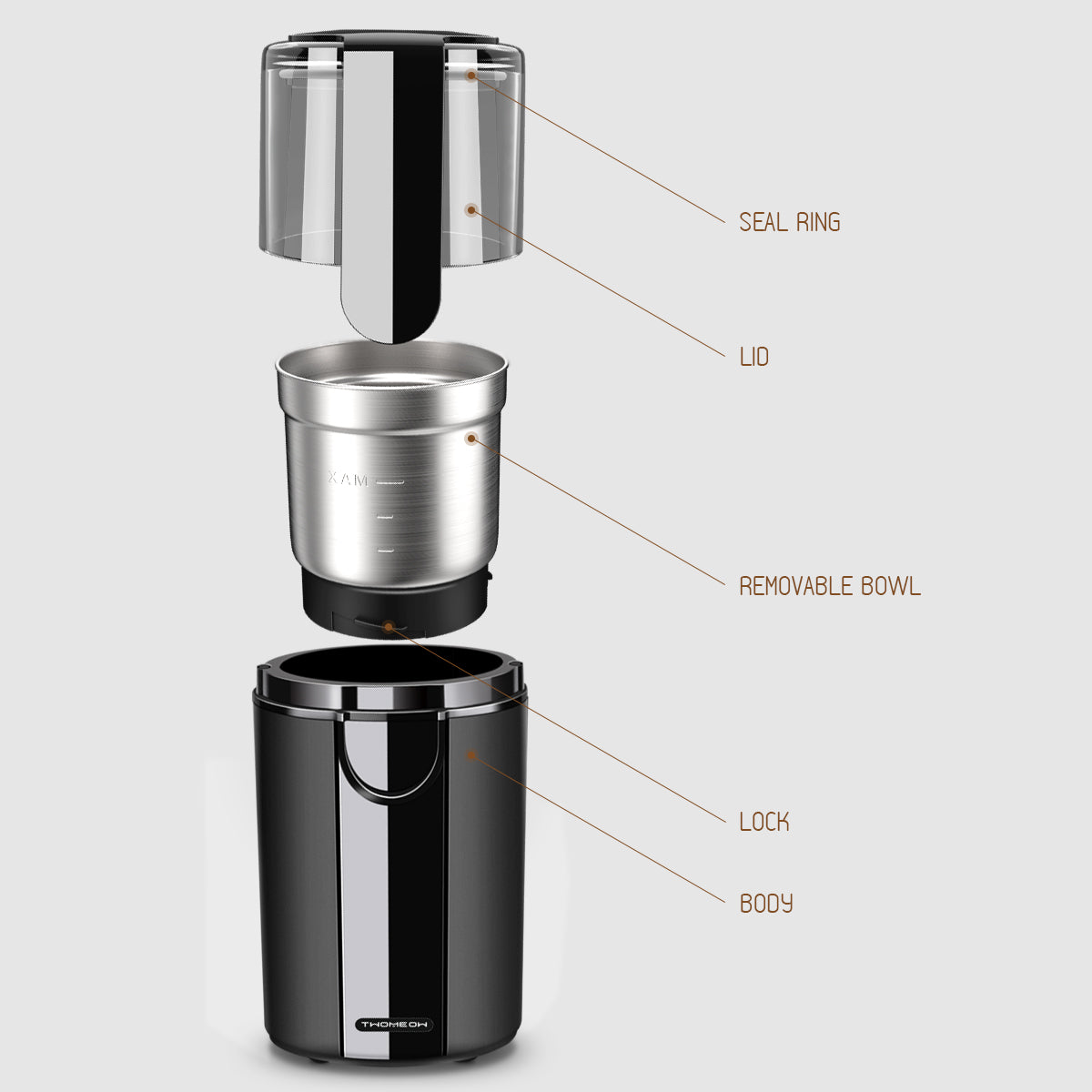SHARDOR® Coffee Blade Grinder with Manual pressing Black 2 Cup