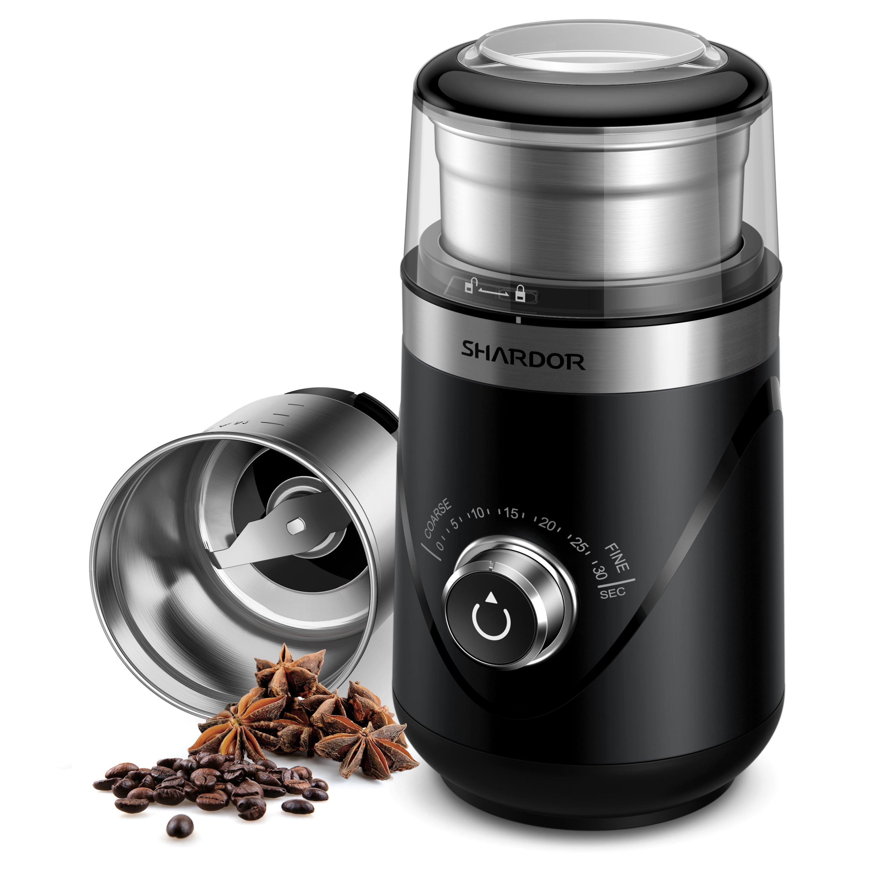 SHARDOR® Coffee Blade Grinder with Manual adjustment knob Black