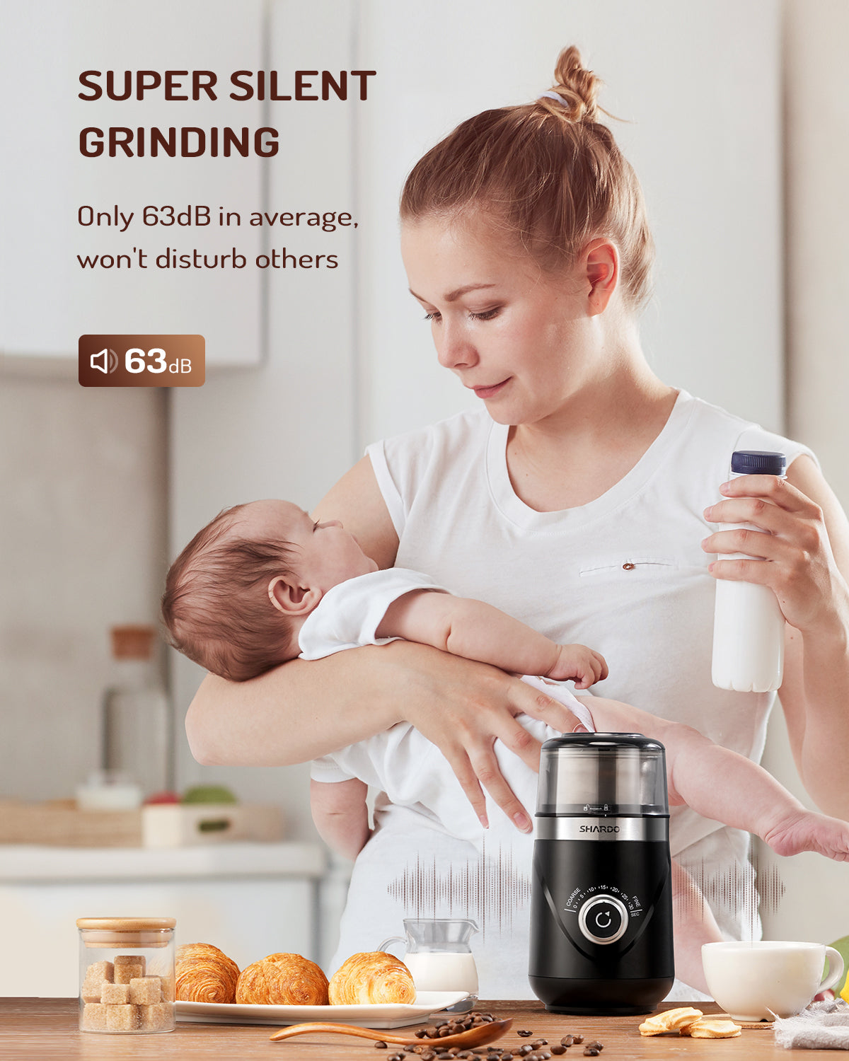SHARDOR® Coffee Blade Grinder with Manual adjustment knob Black