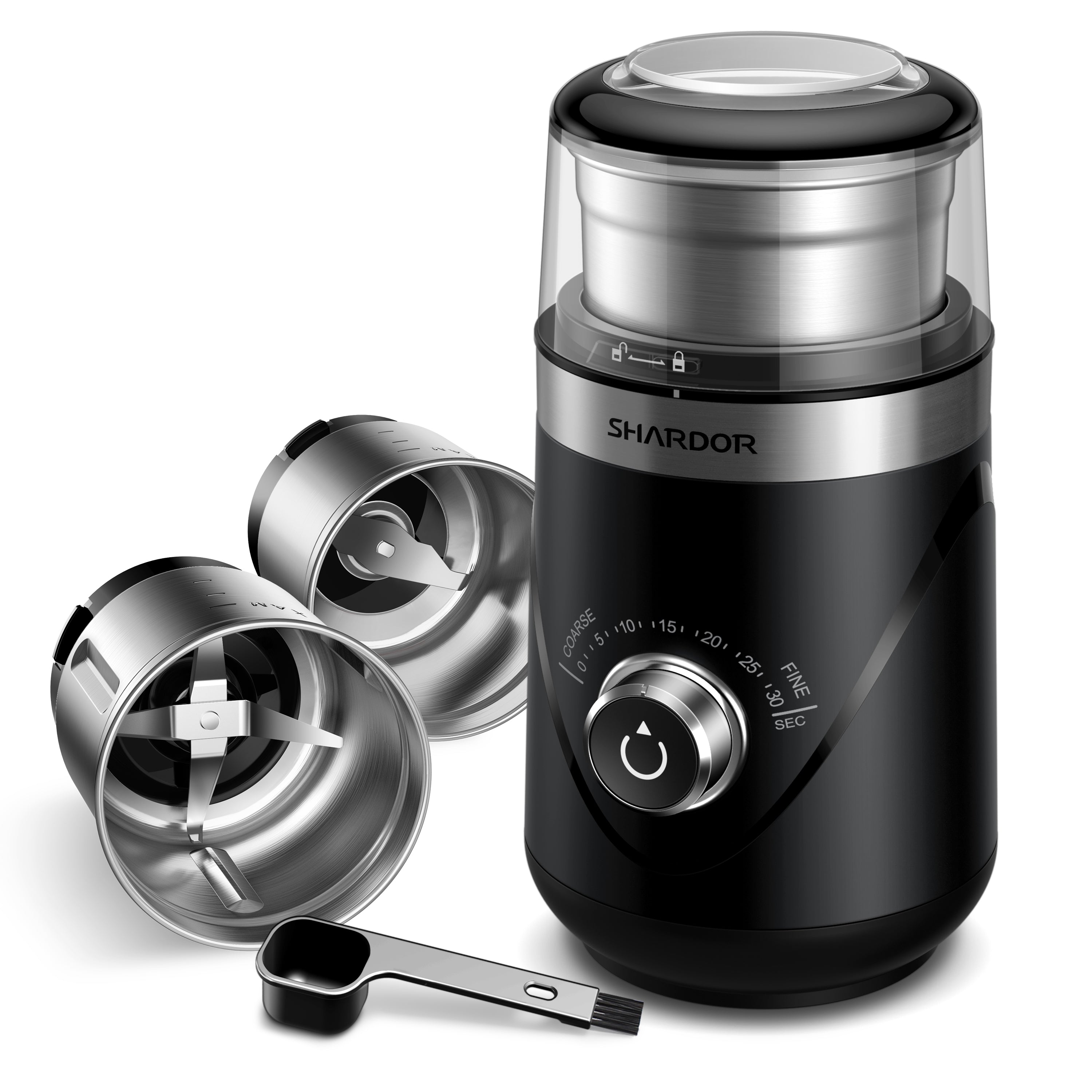 SHARDOR® Coffee Blade Grinder with Manual adjustment knob Black 2 Cup