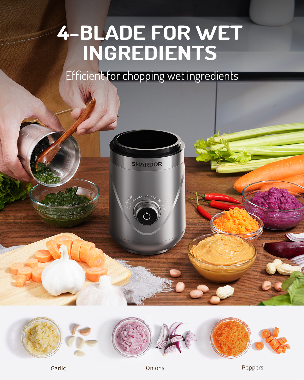 SHARDOR® Coffee Blade Grinder with Manual adjustment knob Silver 2 Cup
