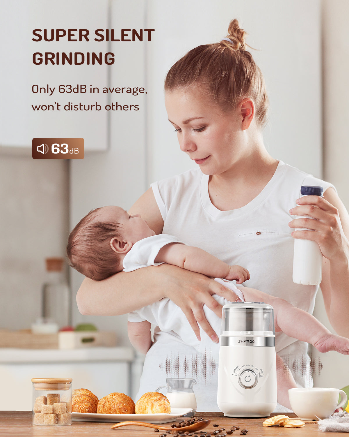 SHARDOR® Coffee Blade Grinder with Manual adjustment knob Cream