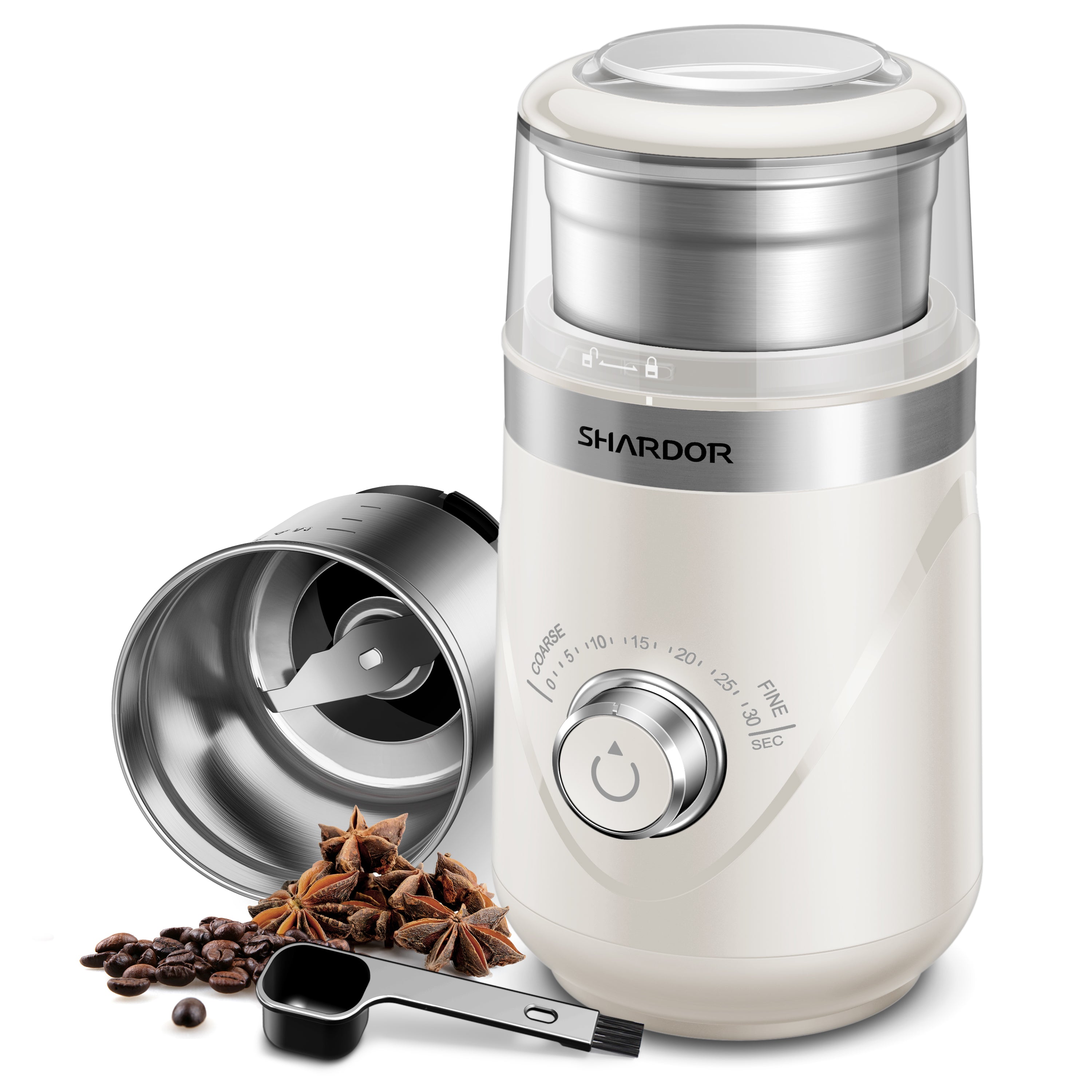 SHARDOR® Coffee Blade Grinder with Manual adjustment knob Cream