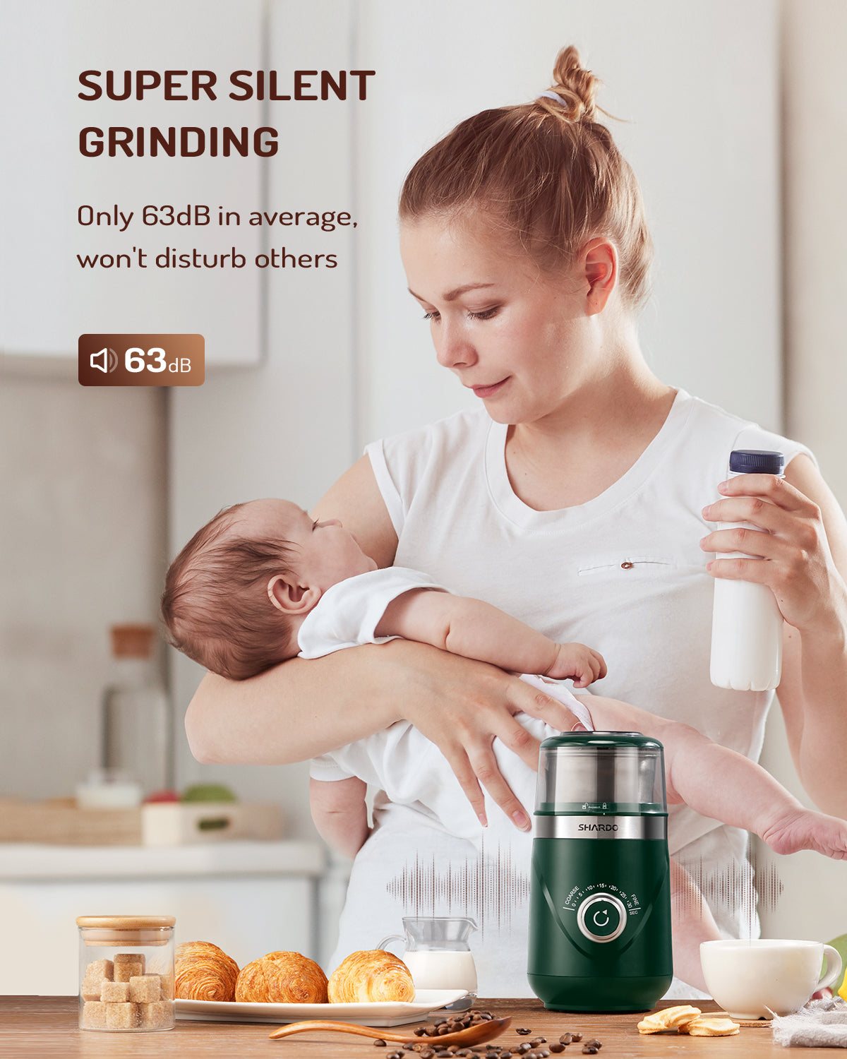 SHARDOR® Coffee Blade Grinder with Manual adjustment knob Green