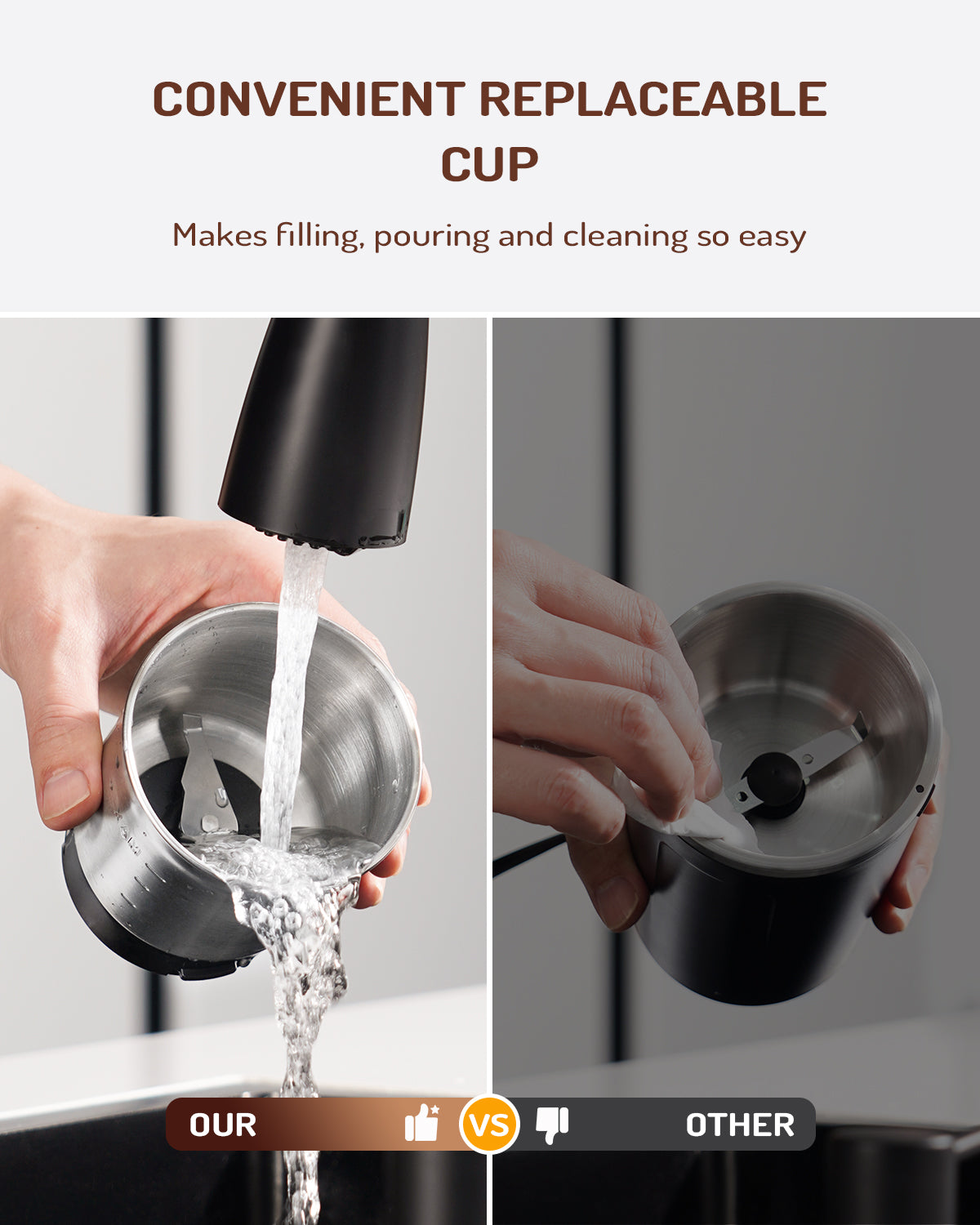 SHARDOR® Coffee Blade Grinder with Manual adjustment knob Gray