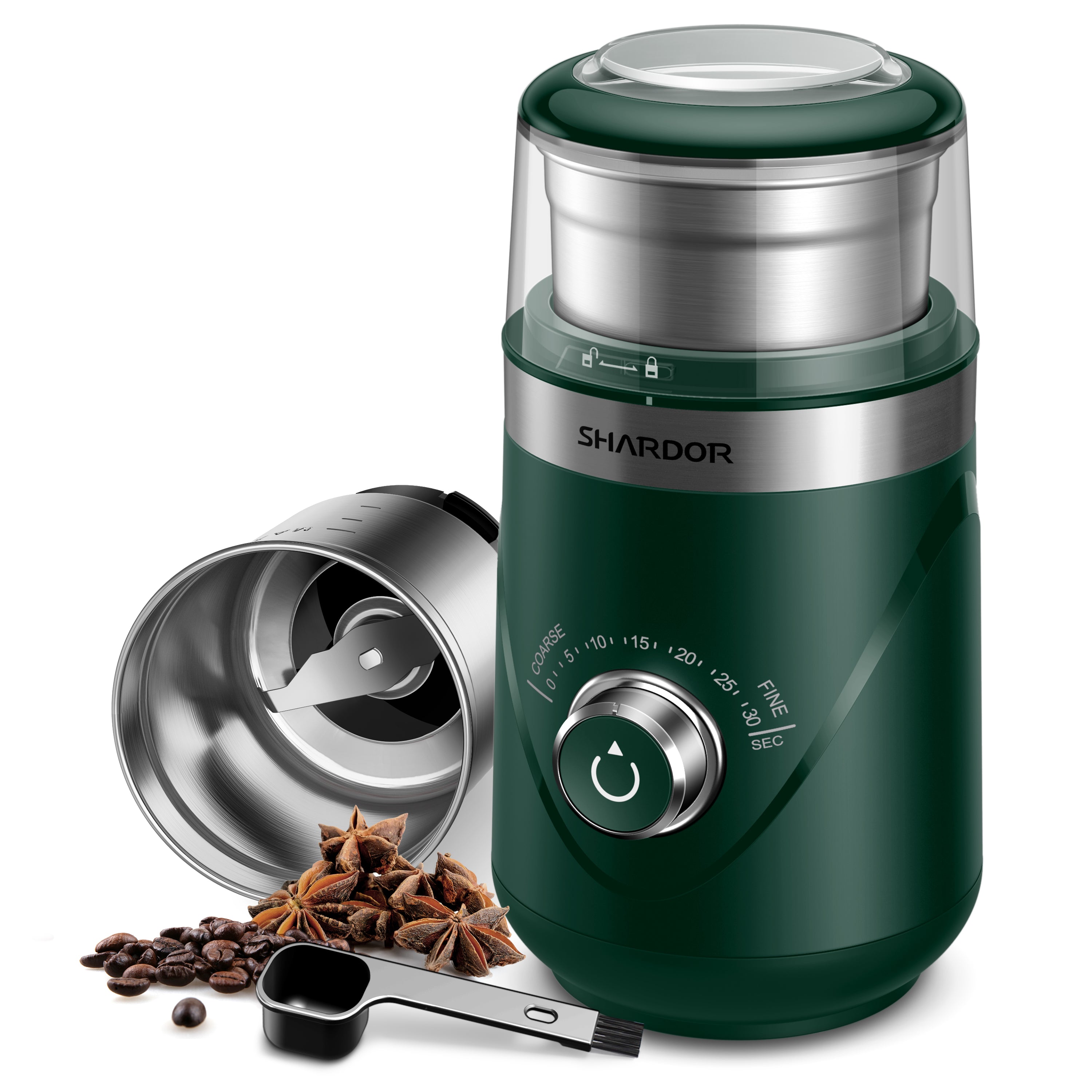 SHARDOR® Coffee Blade Grinder with Manual adjustment knob Green