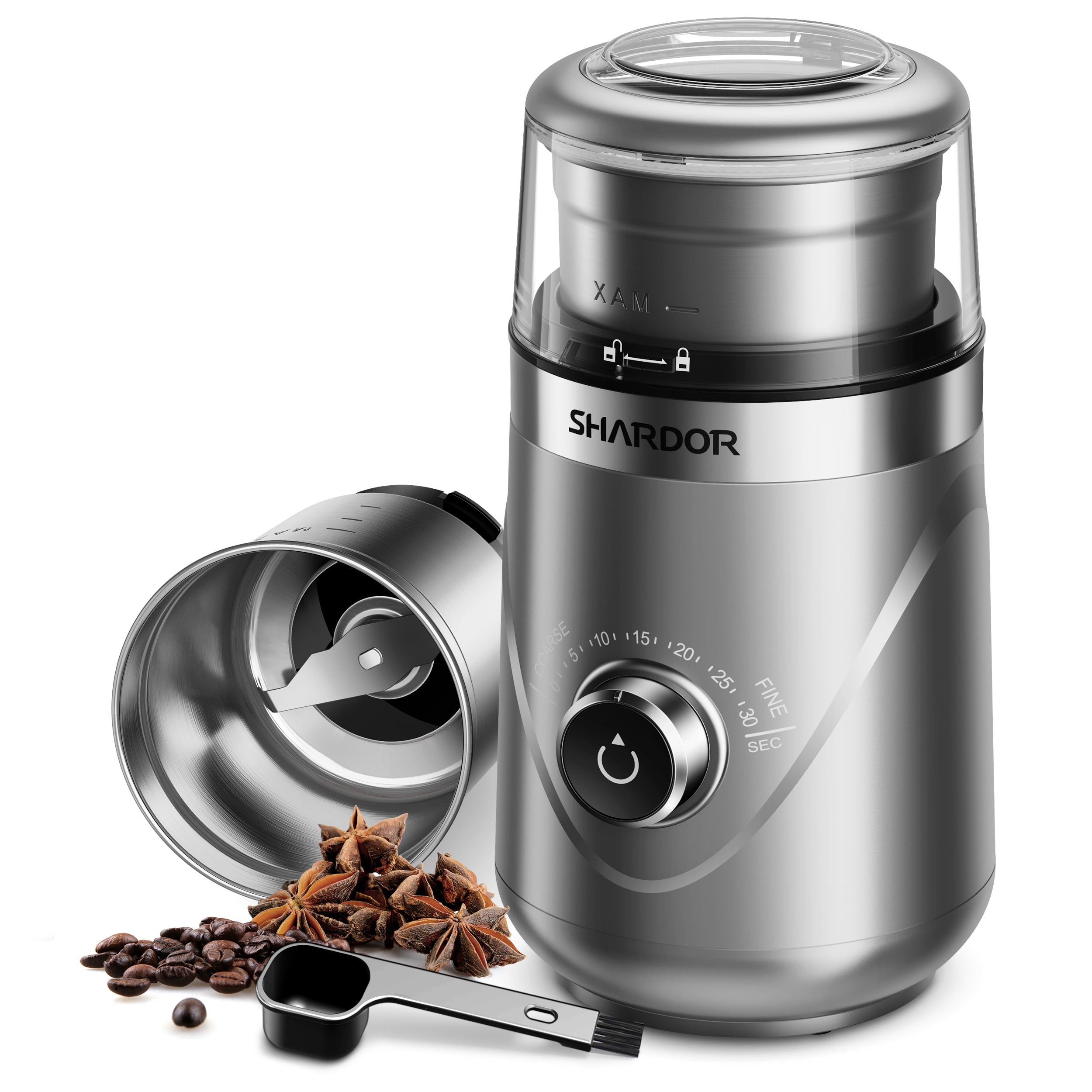 SHARDOR® Coffee Blade Grinder with Manual adjustment knob Silver
