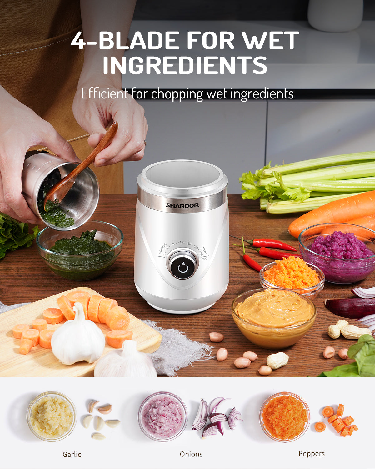 SHARDOR® Coffee Blade Grinder with Manual adjustment knob White 2 cup
