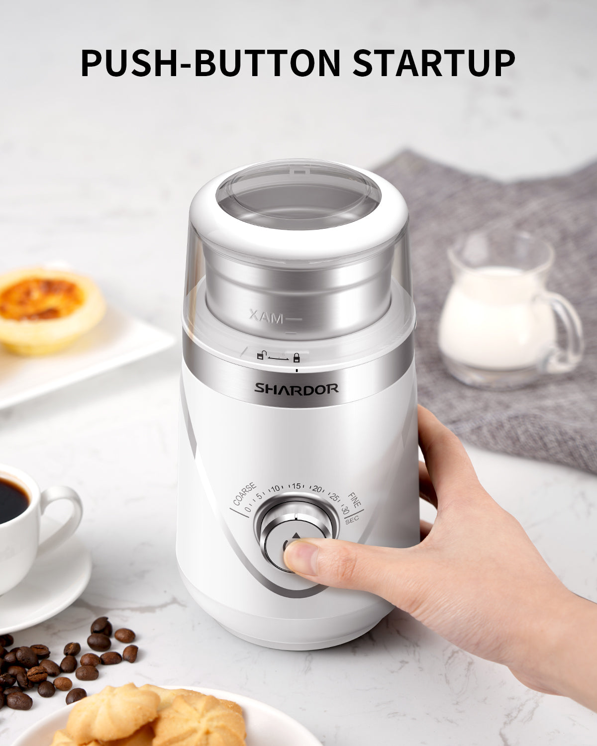 SHARDOR® Coffee Blade Grinder with Manual adjustment knob White