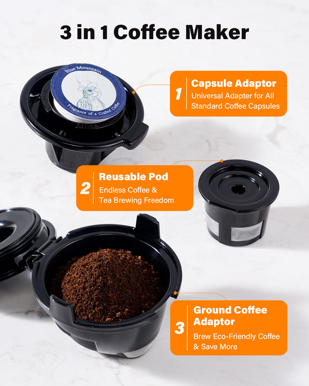 SHARDOR® 3 in 1 Single Serve Coffee Maker for K Cup Pods Red