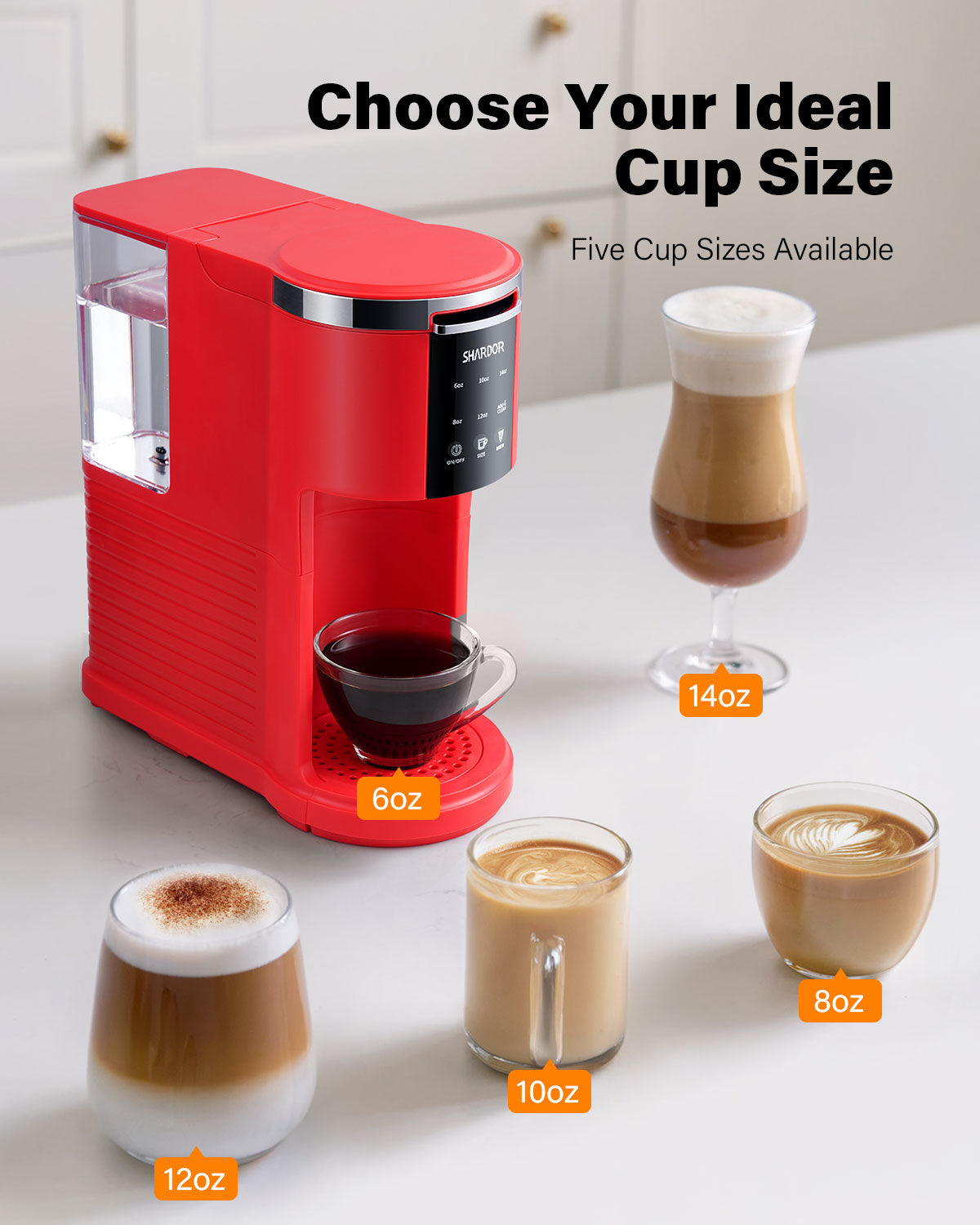 SHARDOR® 3 in 1 Single Serve Coffee Maker for K Cup Pods Red