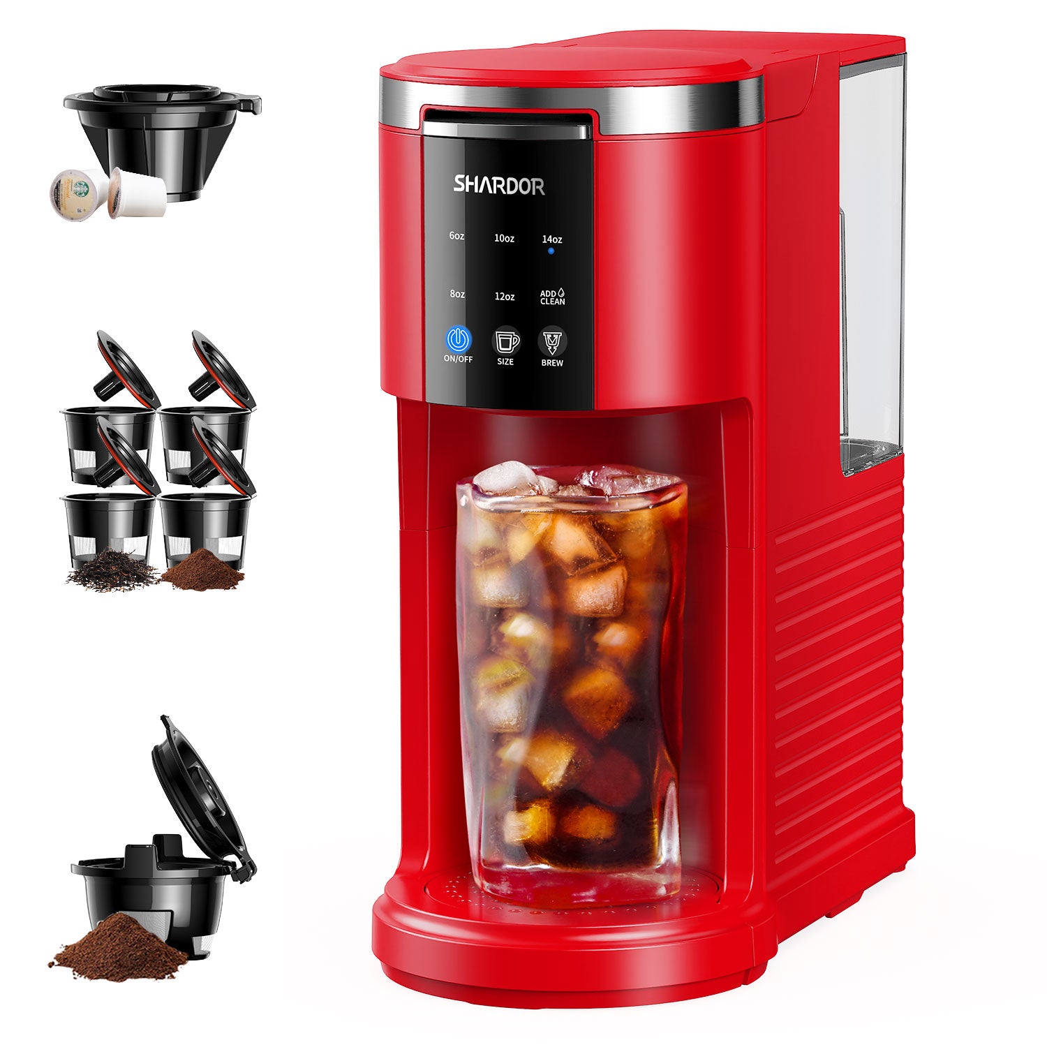 SHARDOR® 3 in 1 Single Serve Coffee Maker for K Cup Pods Red
