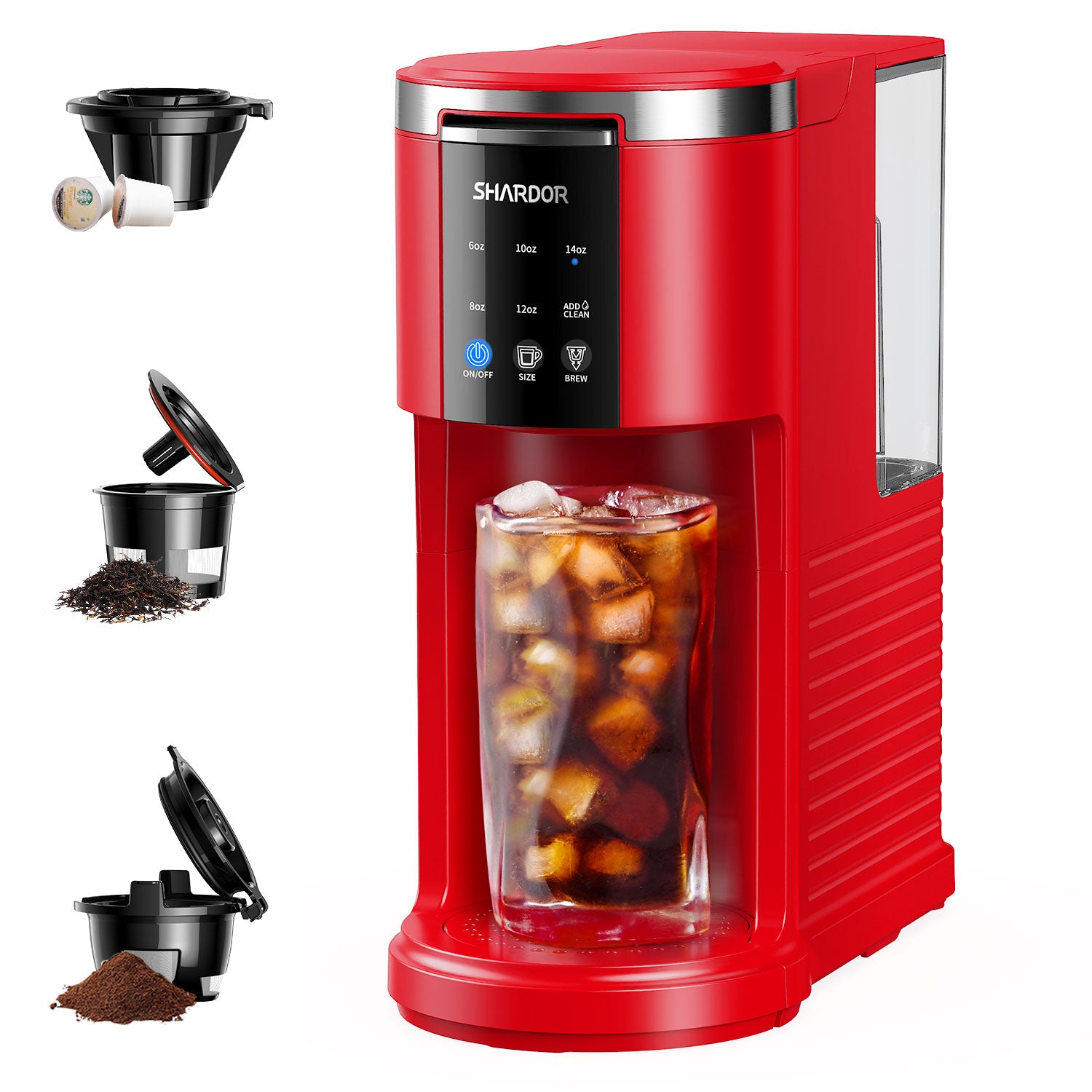 SHARDOR® 3 in 1 Single Serve Coffee Maker for K Cup Pods Red