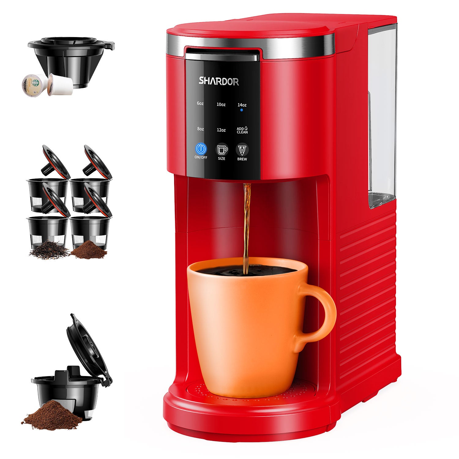 SHARDOR® 3 in 1 Single Serve Coffee Maker for K Cup Pods Red