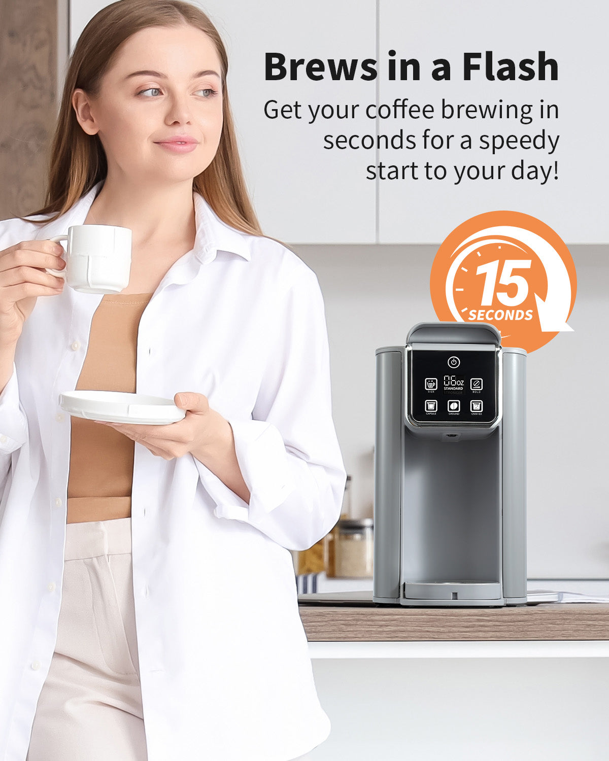 KIDISLE®  K Cup Pods Coffee Maker Gray