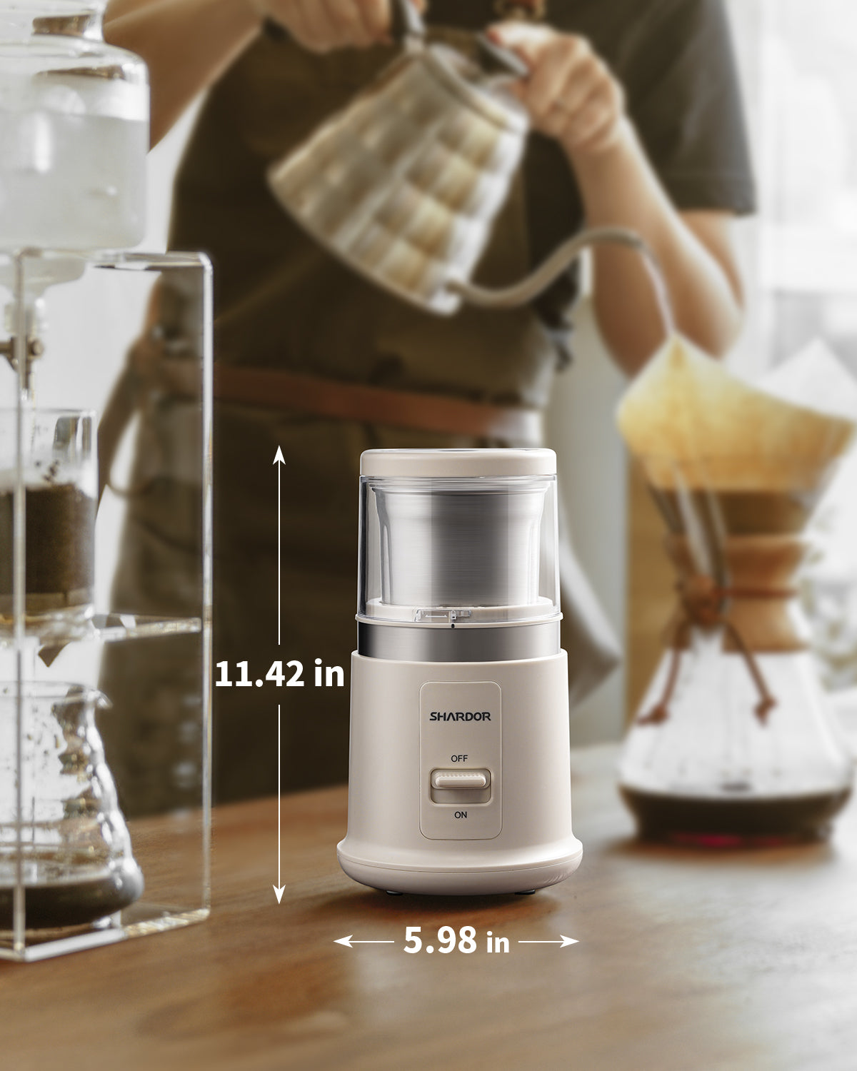SHARDOR® Coffee Blade Grinder with Finger press White