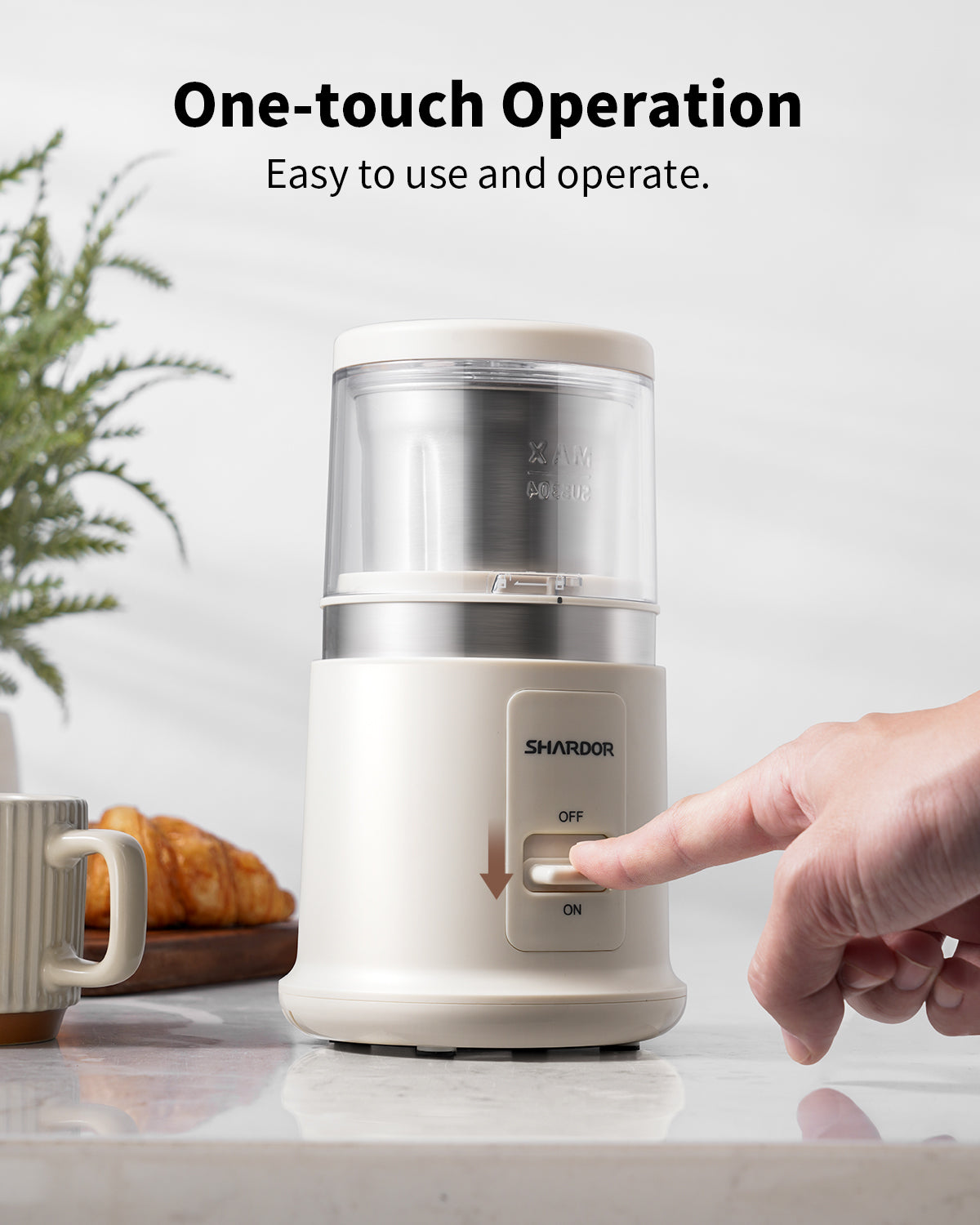 SHARDOR® Coffee Blade Grinder with Finger press White
