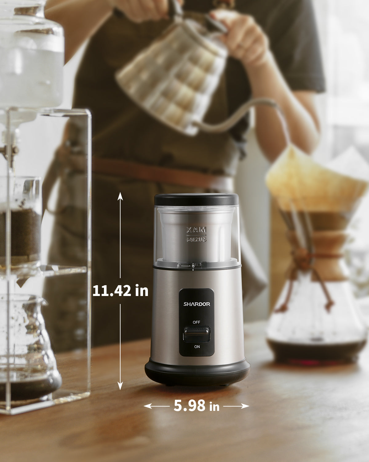 SHARDOR® Coffee Blade Grinder with Finger press Silver