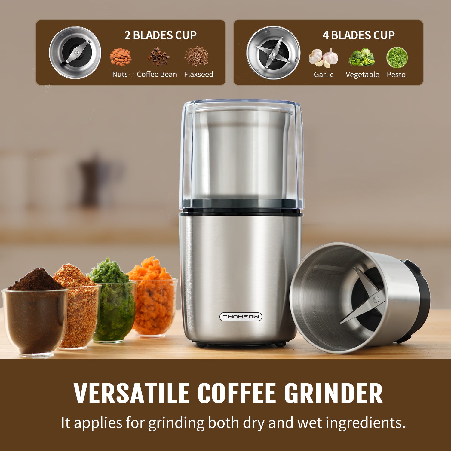 SHARDOR® Coffee Blade Grinder with Custom grinding 2 cup