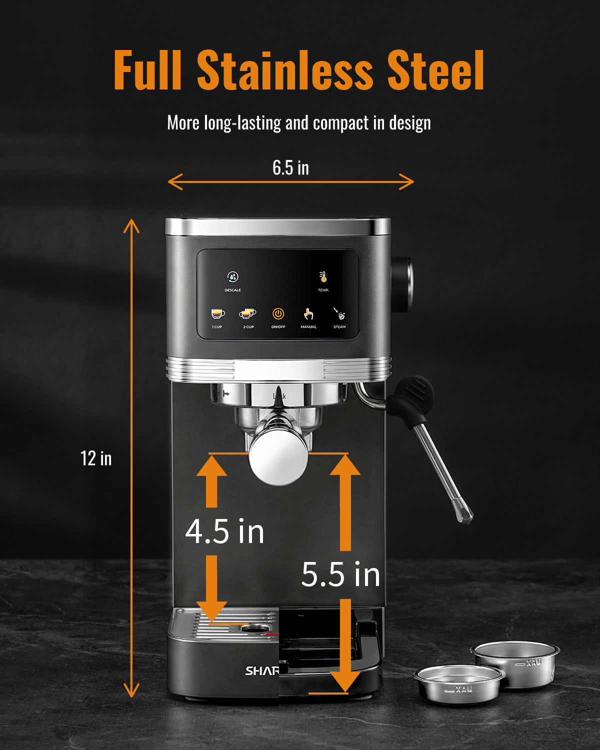 SHARDOR Espresso Machine 20 Bar with Touchscreen Adjustable Black