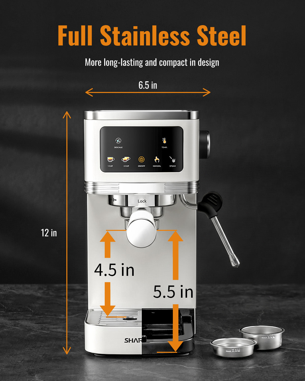 SHARDOR Espresso Machine 20 Bar with Touchscreen Adjustable White