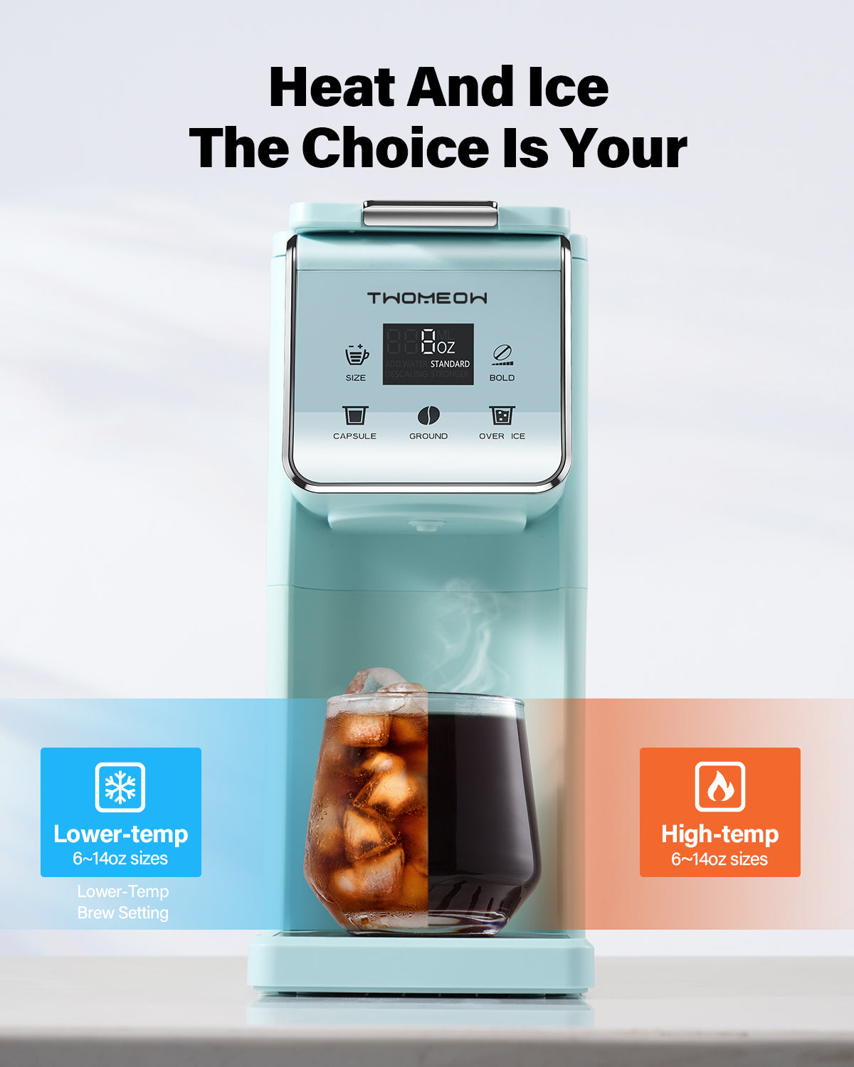 TWOMEOW K Cup Coffee Maker With Bold Setting Blue