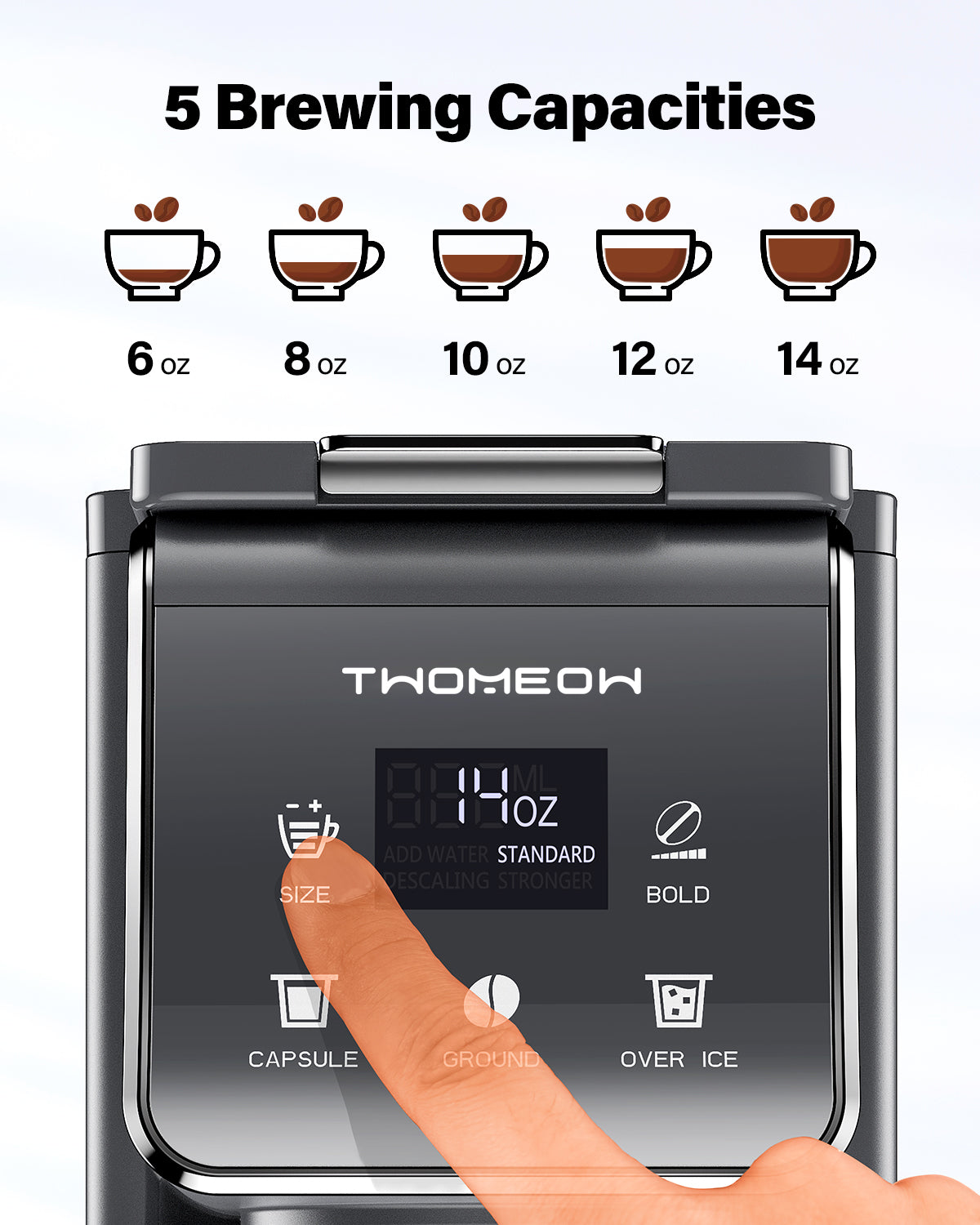 TWOMEOW K Cup Coffee Maker With Bold Setting Gray