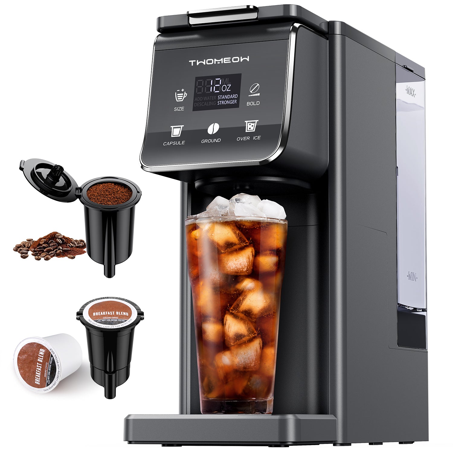 TWOMEOW K Cup Coffee Maker With Bold Setting Gray