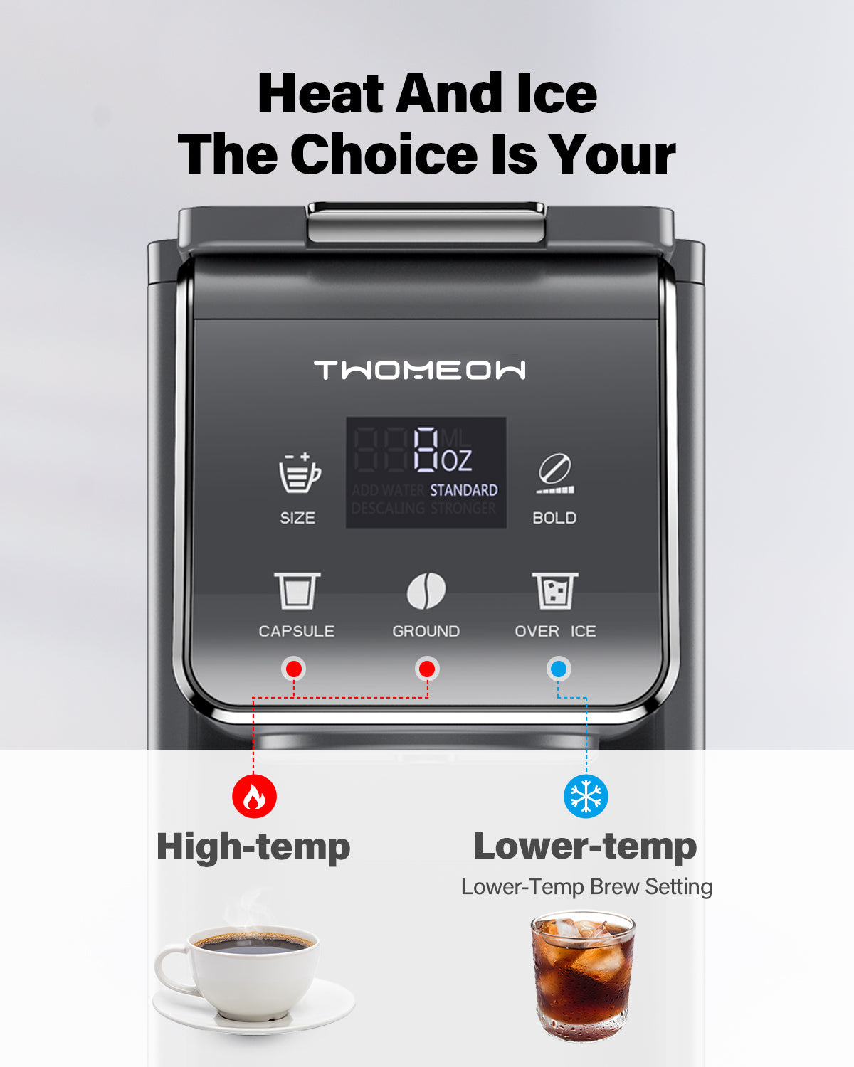 TWOMEOW K Cup Coffee Maker With Bold Setting Gray