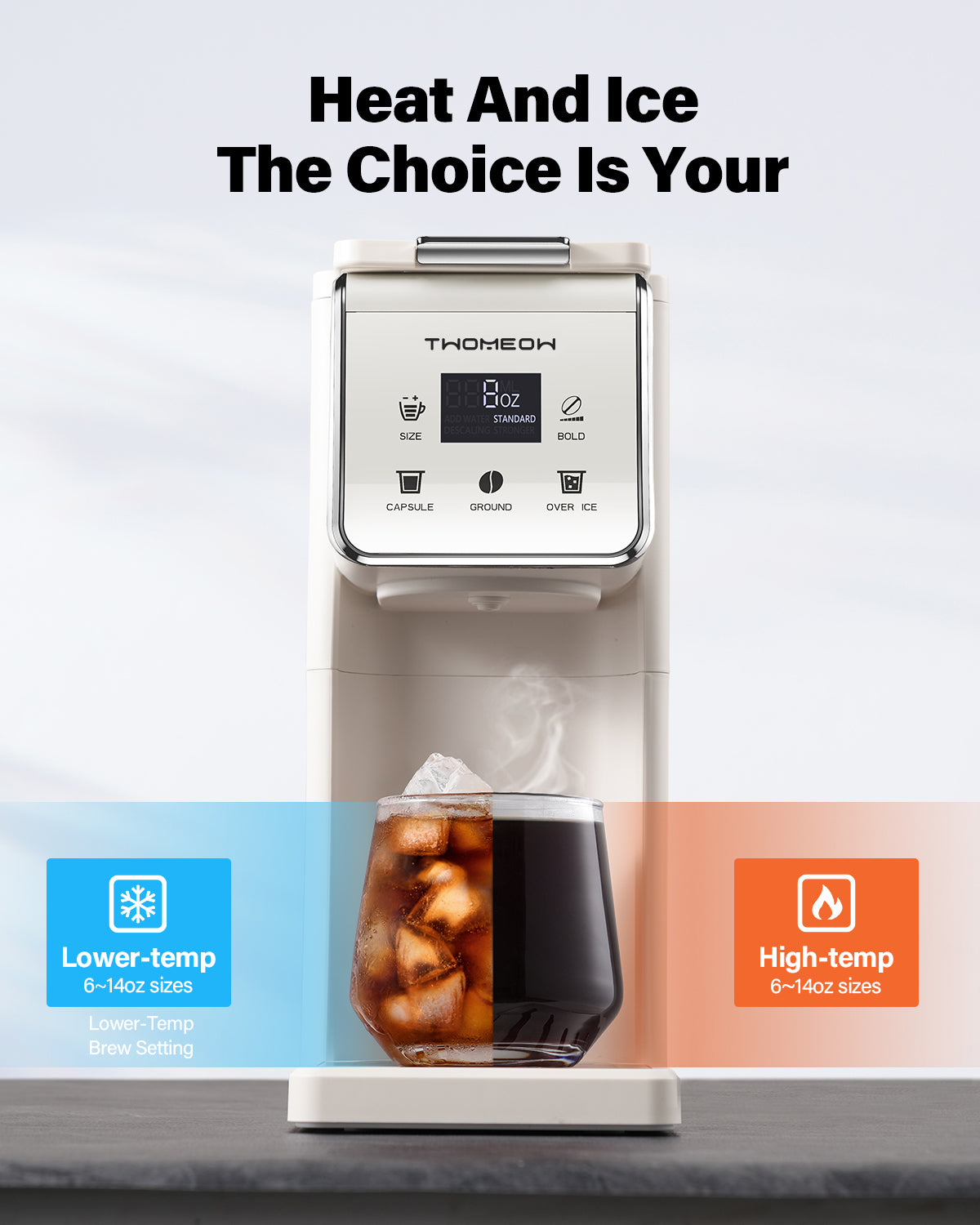 TWOMEOW K Cup Coffee Maker With Bold Setting White