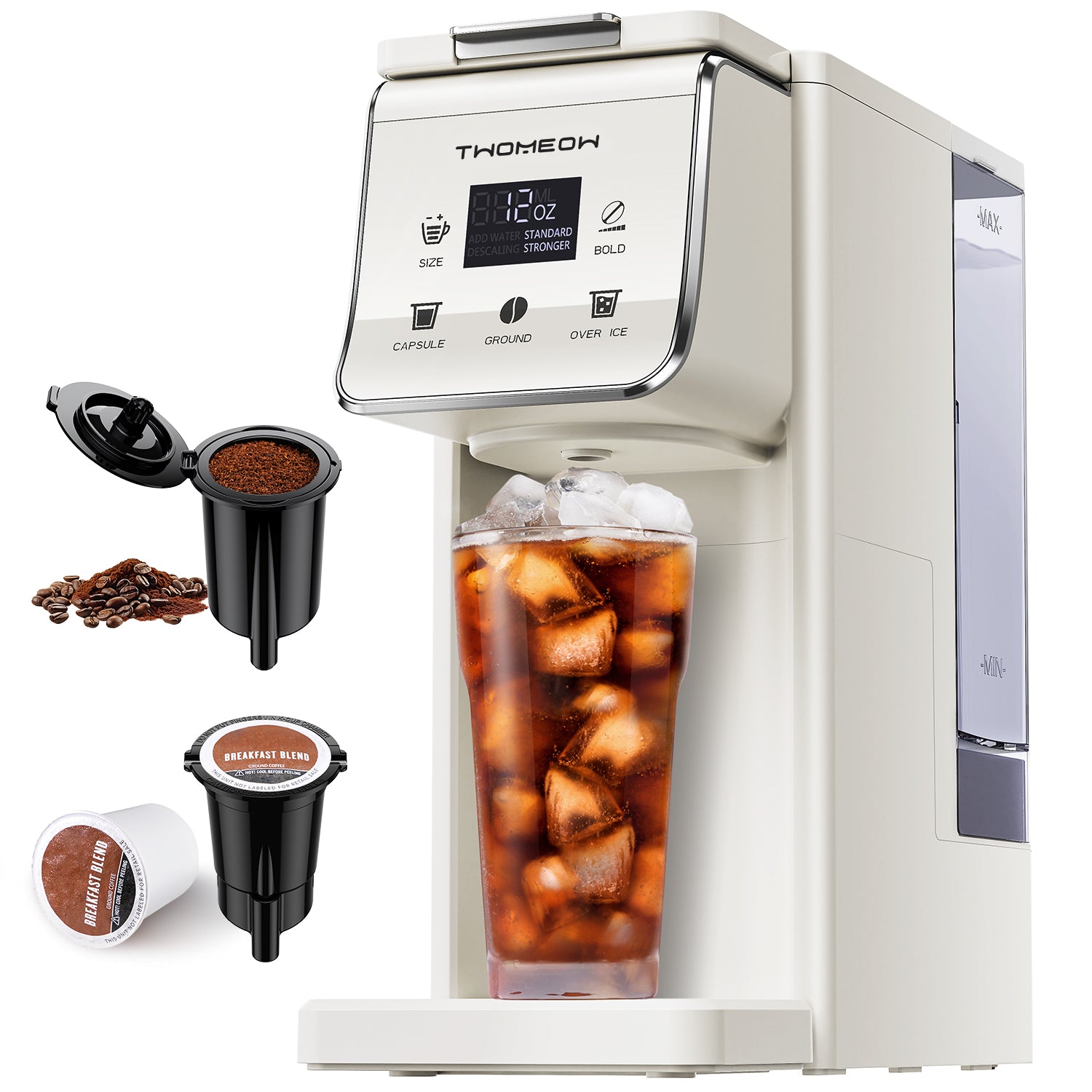 TWOMEOW K Cup Coffee Maker With Bold Setting White