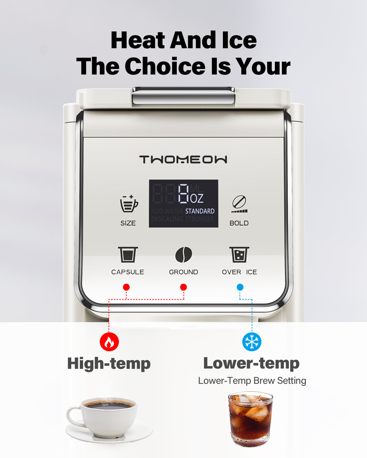 TWOMEOW K Cup Coffee Maker With Bold Setting White